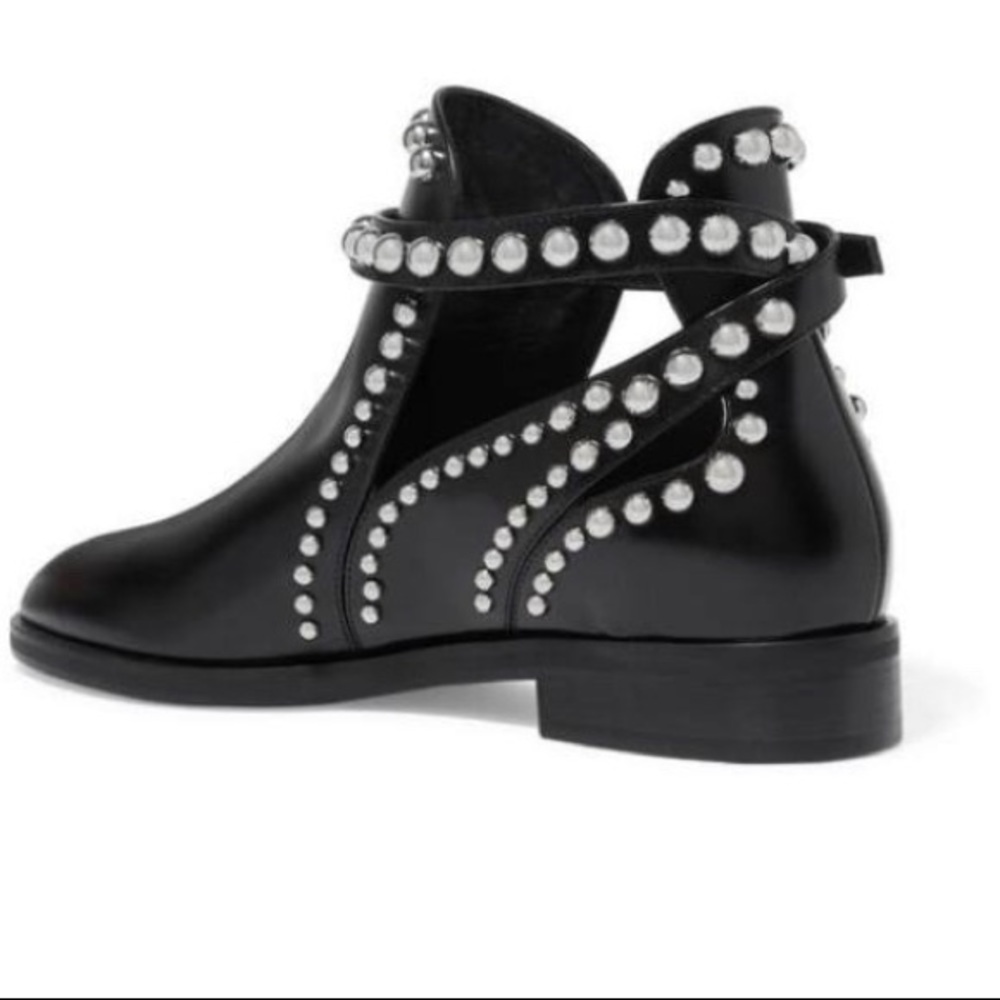 Fersini Italian Leather Ankle Boots Black Studded Booties Cutout Women's 9.5 - Picture 7 of 12